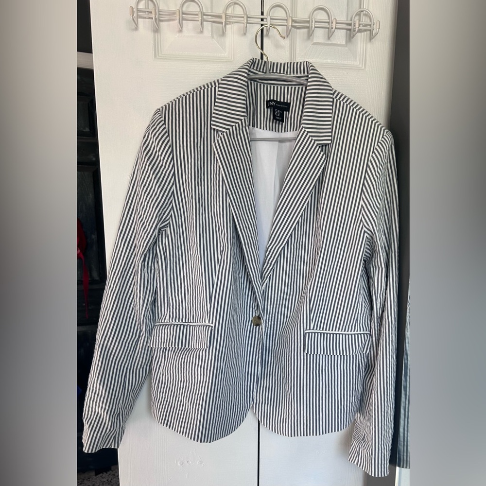 Jones New York Seersucker Blazer Navy/off white XL
